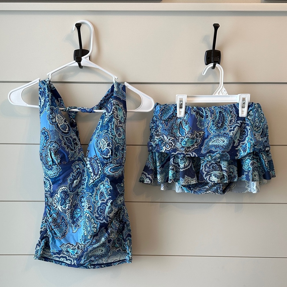 Ralph Lauren Blue and White Paisley Swimwear